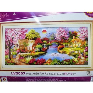 Tranh thêu chữ thập Phong Cảnh Tổ Ấm (84x43) chưa thêu
