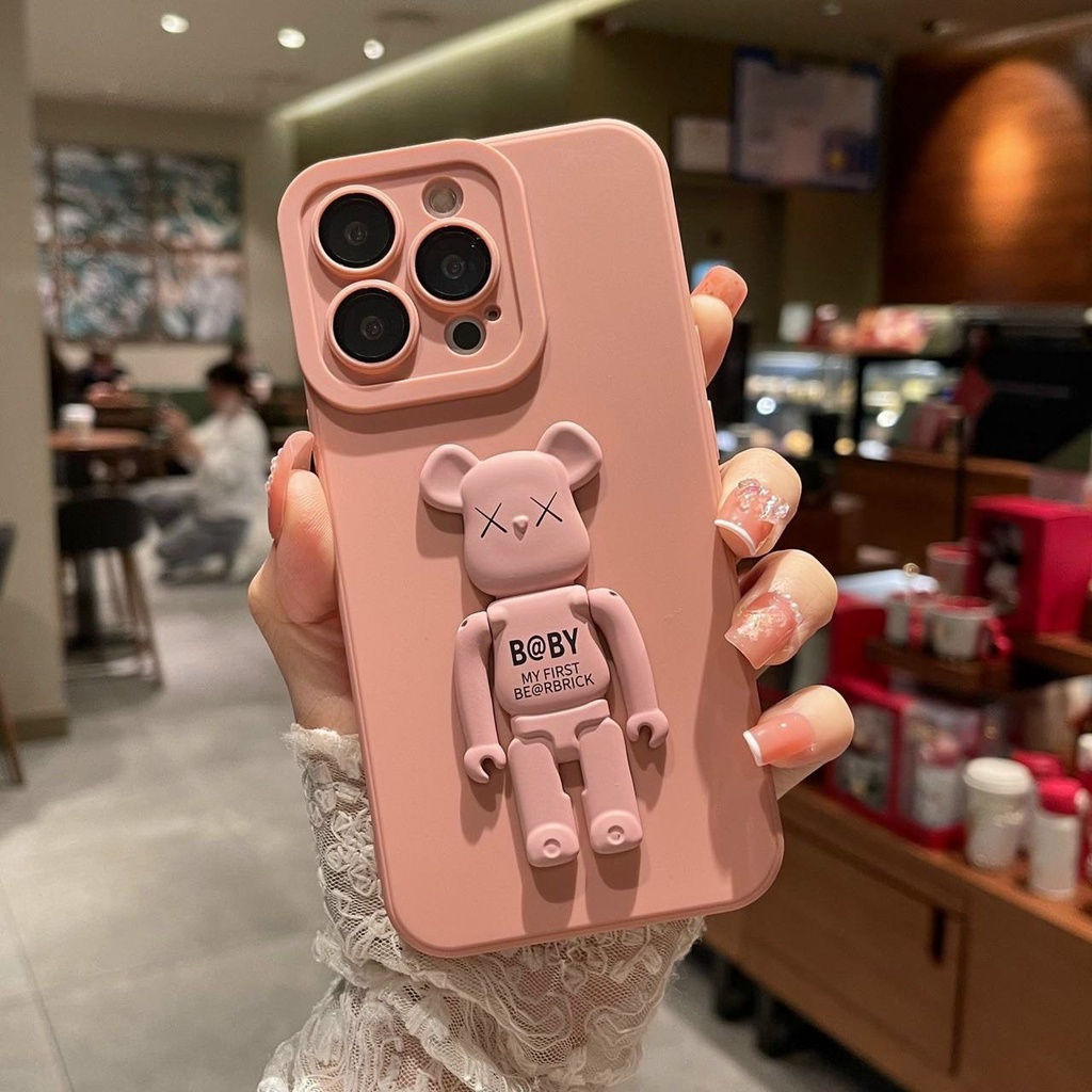 Ốp Iphone dẻo màu gấu Bearbrick kèm giá đỡ 6/6s/Plus/7/8/SE/Plus/X/Xs/Xr/Xs Max/11/Pro/Pro Max/12/Pro/Pro Max/13/Pro/Max
