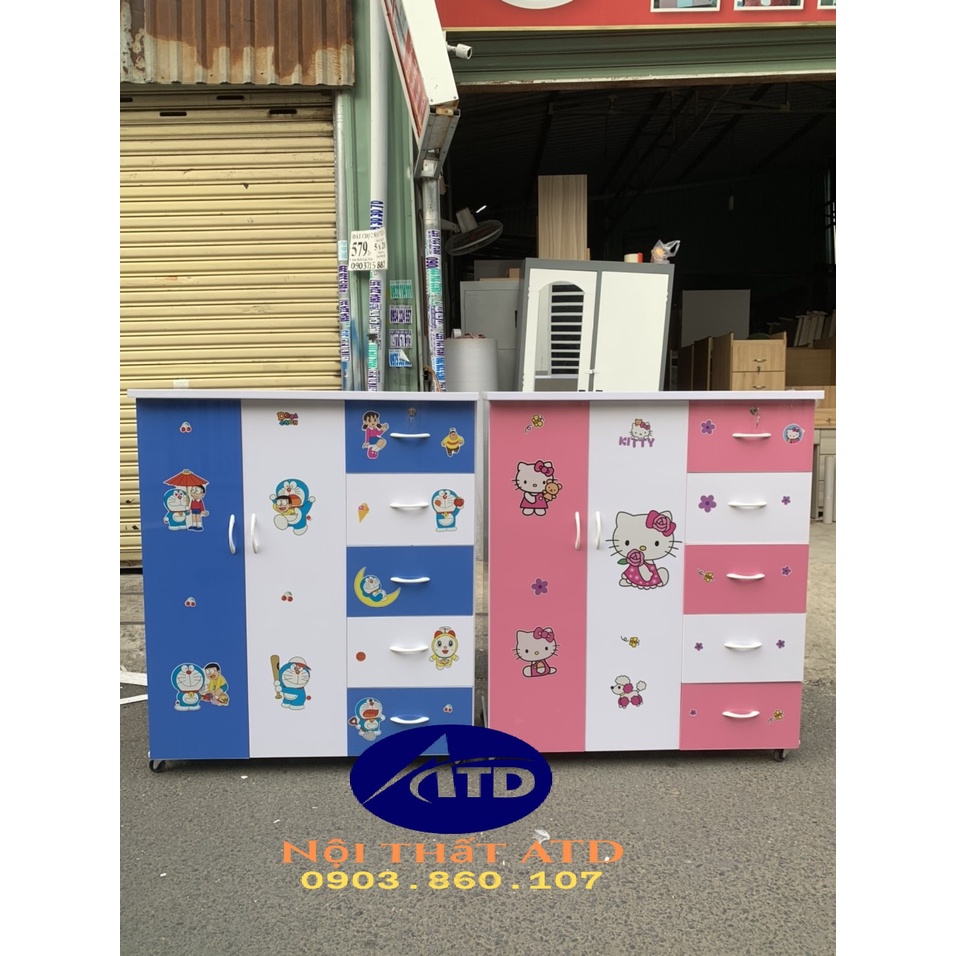 Tủ nhựa trẻ em in hình 3d siêu đẹp màu hồng cao cấp cho bé gái đựng móc đồ quần áo