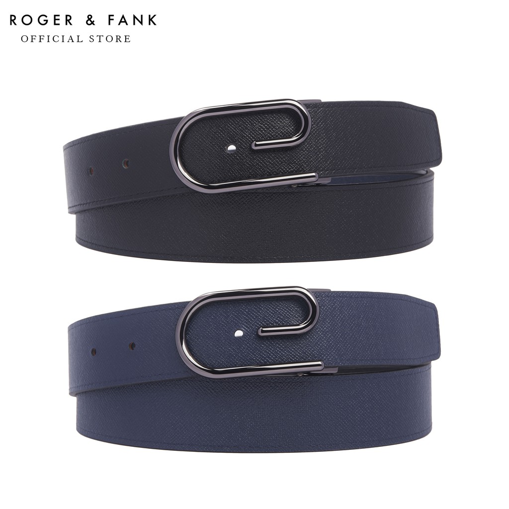 Thắt lưng nam da thật cao cấp hai mặt bản 3.2 cm Roger & Fank