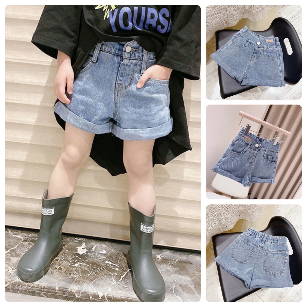 QJ48 Size 90-140 (12-30kg) Quần đùi jean bé gái - Quần đùi short Thời trang trẻ Em hàng quảng châu
