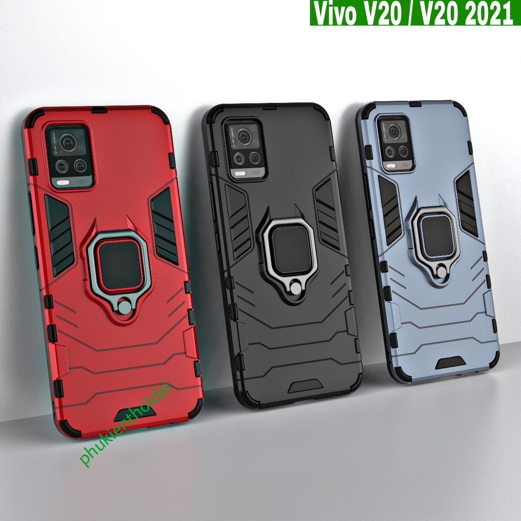 Ốp lưng Vivo V20 / V20 2021 / V23e chống sốc Iron Man Iring cao cấp giá đỡ mặt lưng xem phim