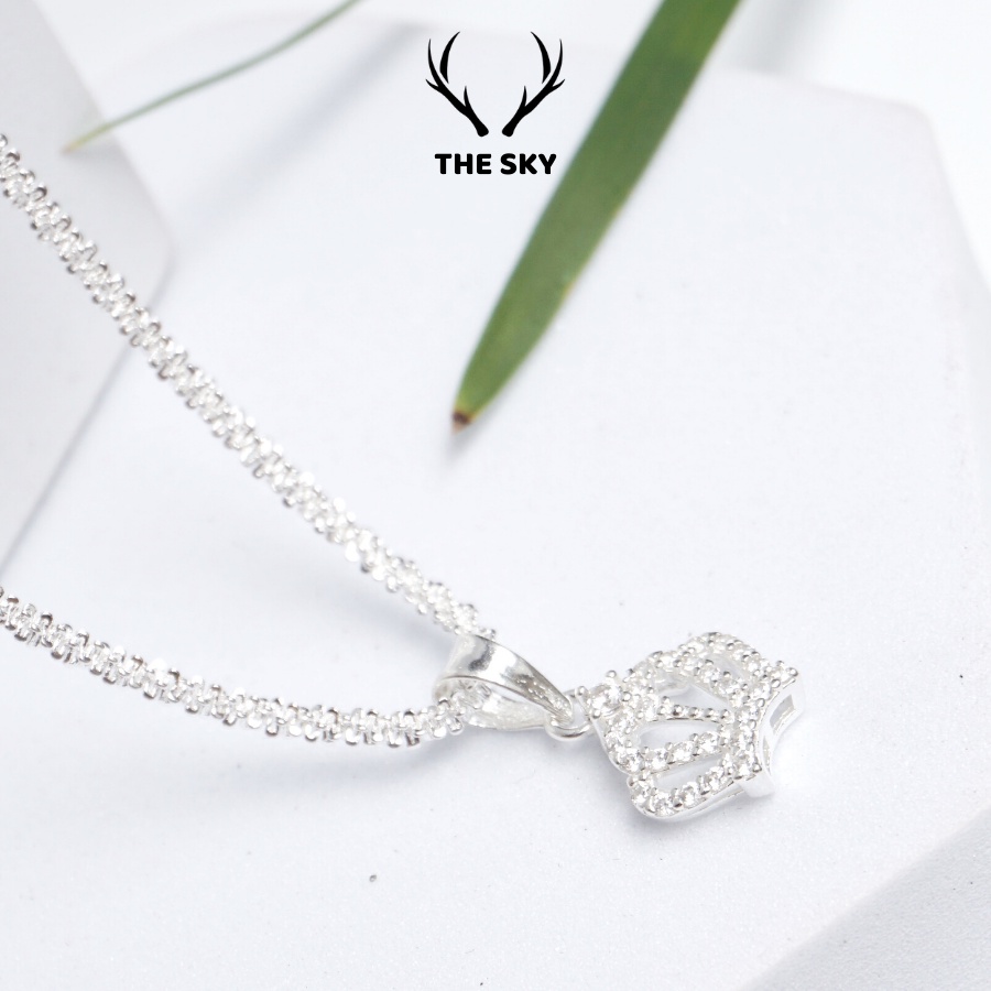 Dây chuyền bạc DC1007 Mặt hình vương miện đính đá nhỏ xinh, vòng cổ nữ phụ kiện trang sức đẹp