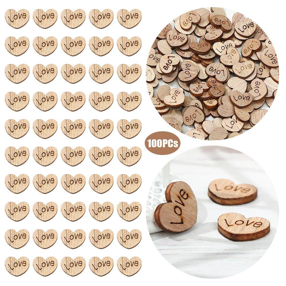 Set 100 Miếng Gỗ Hình Trái Tim Trang Trí Tiệc Cưới / Valentine