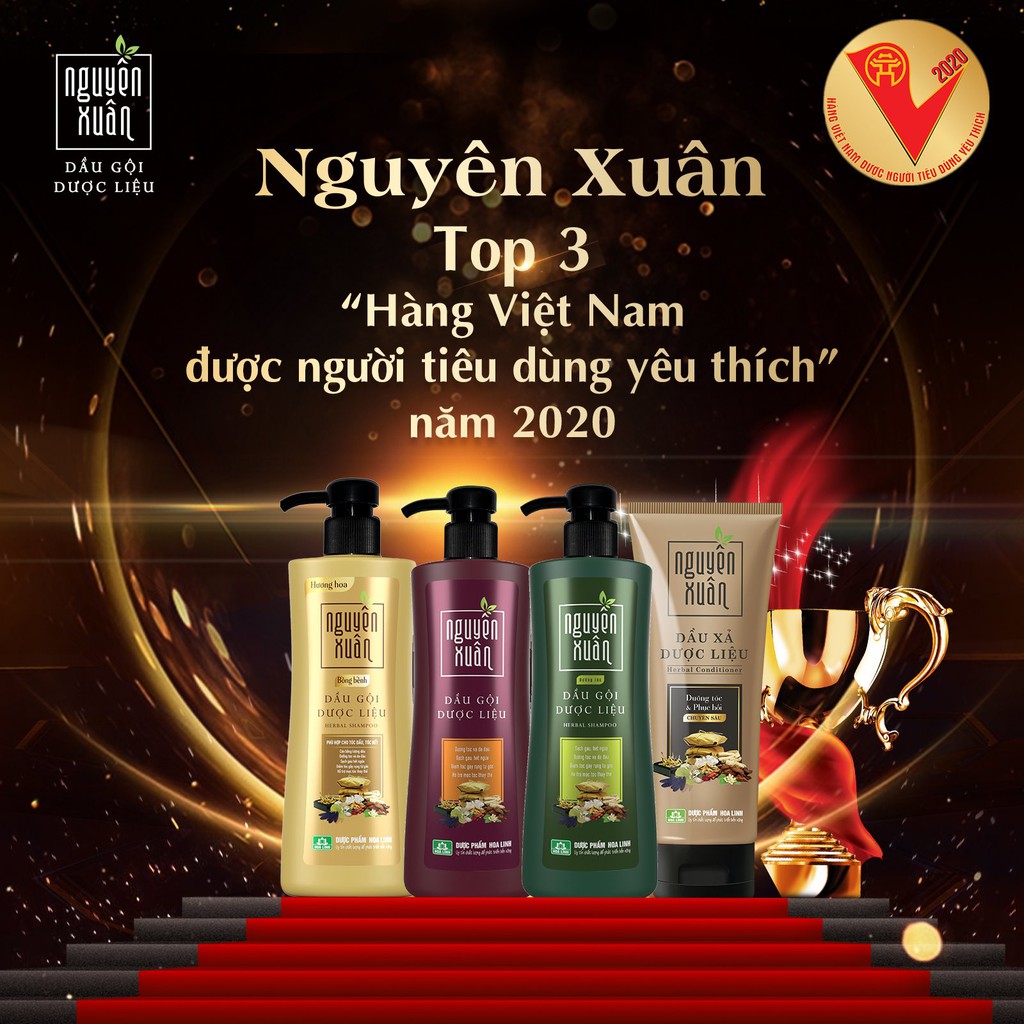 Dầu gội giảm gầu dược liệu Nguyên Xuân  chiết xuất thảo dược, hết gàu, giảm ngứa - Có vòi Beemed phân phối chính hãng