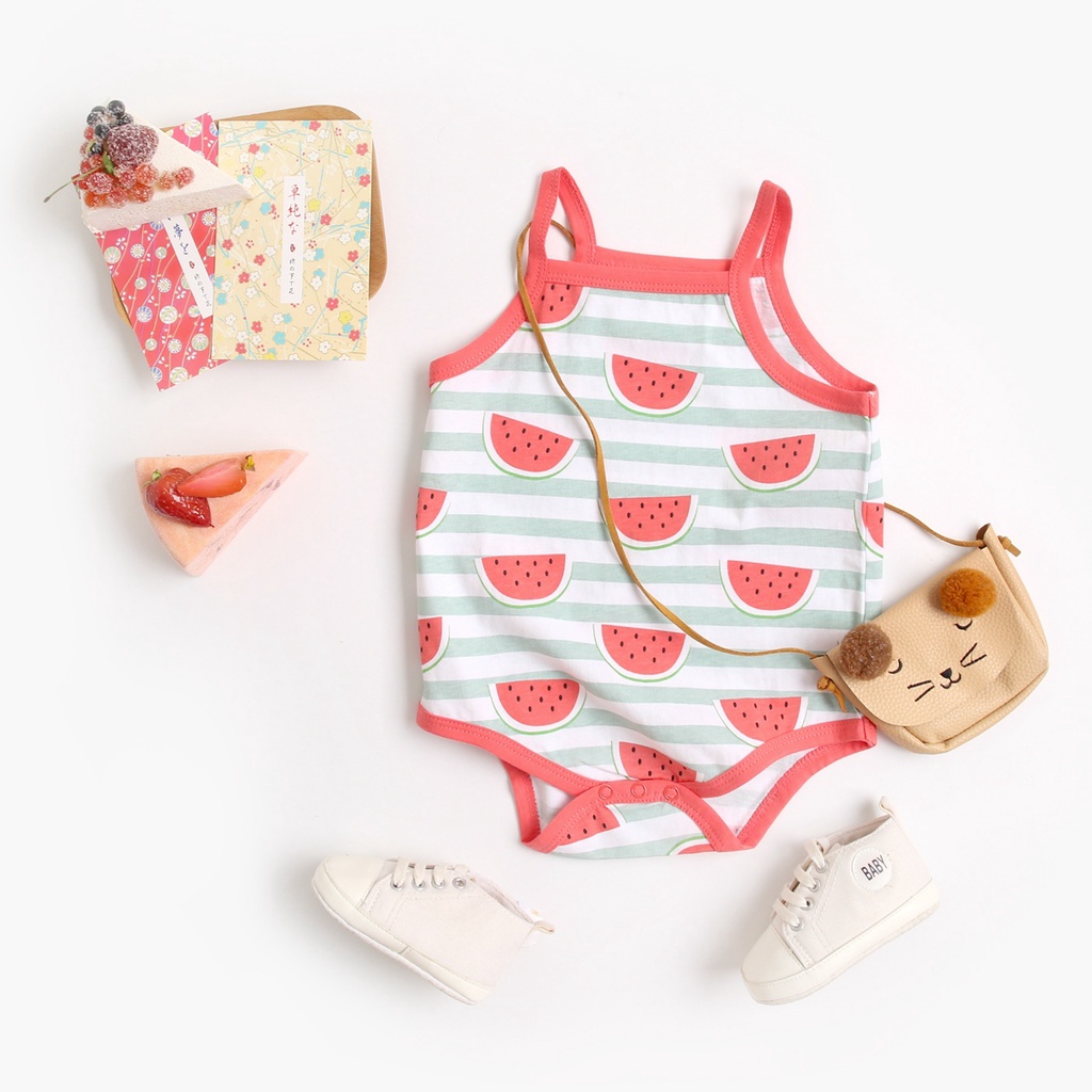 Áo liền quần Sanlutoz bằng Cotton dễ thương thời trang mùa hè cho bé gái sơ sinh