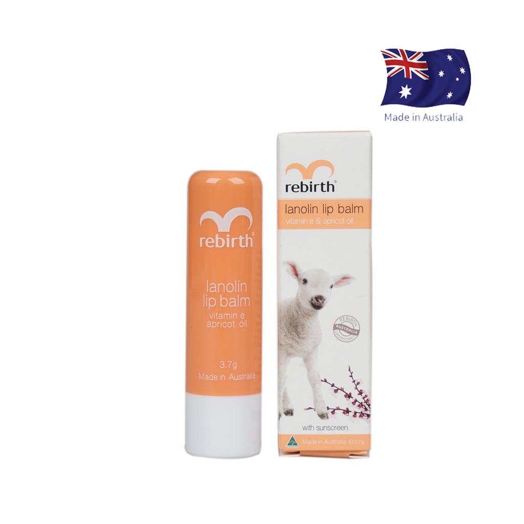 Son Dưỡng Môi Nhau Thai Cừu Rebirth Lanolin Lip Balm with Vitamin E & Apricot Oil
