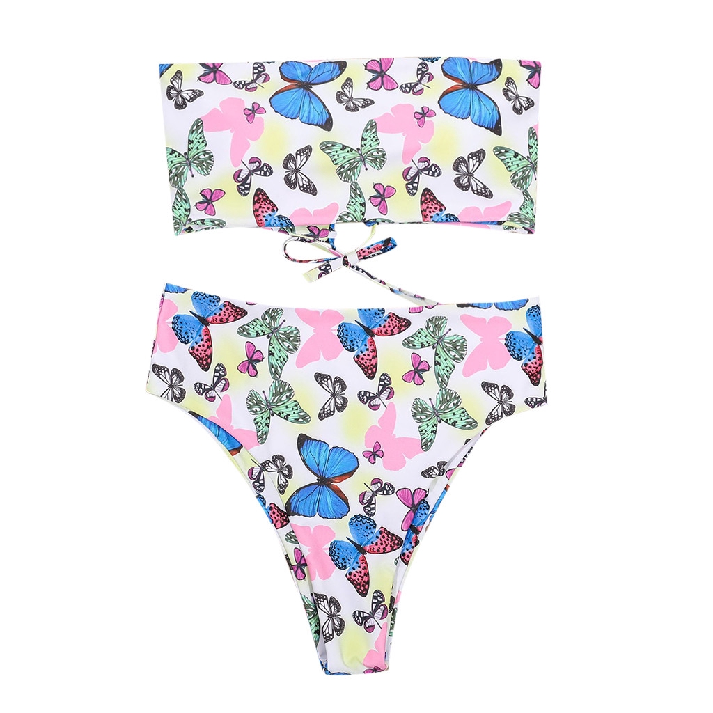 Women Two Pieces Bathing Suit Top Ruffled With High Waisted Bottom Bikini Set | BigBuy360 - bigbuy360.vn