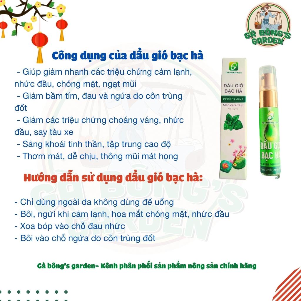 Dầu Gió Bạc Hà Nguyên Chất The Moshav Farm Mát Dịu Thông Mũi Xông Phòng Chai Xịt 5ml