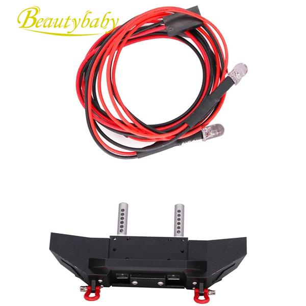 Metal Front Bumper with Led Light for 1/10 RC Axial SCX10 TRX4 D90