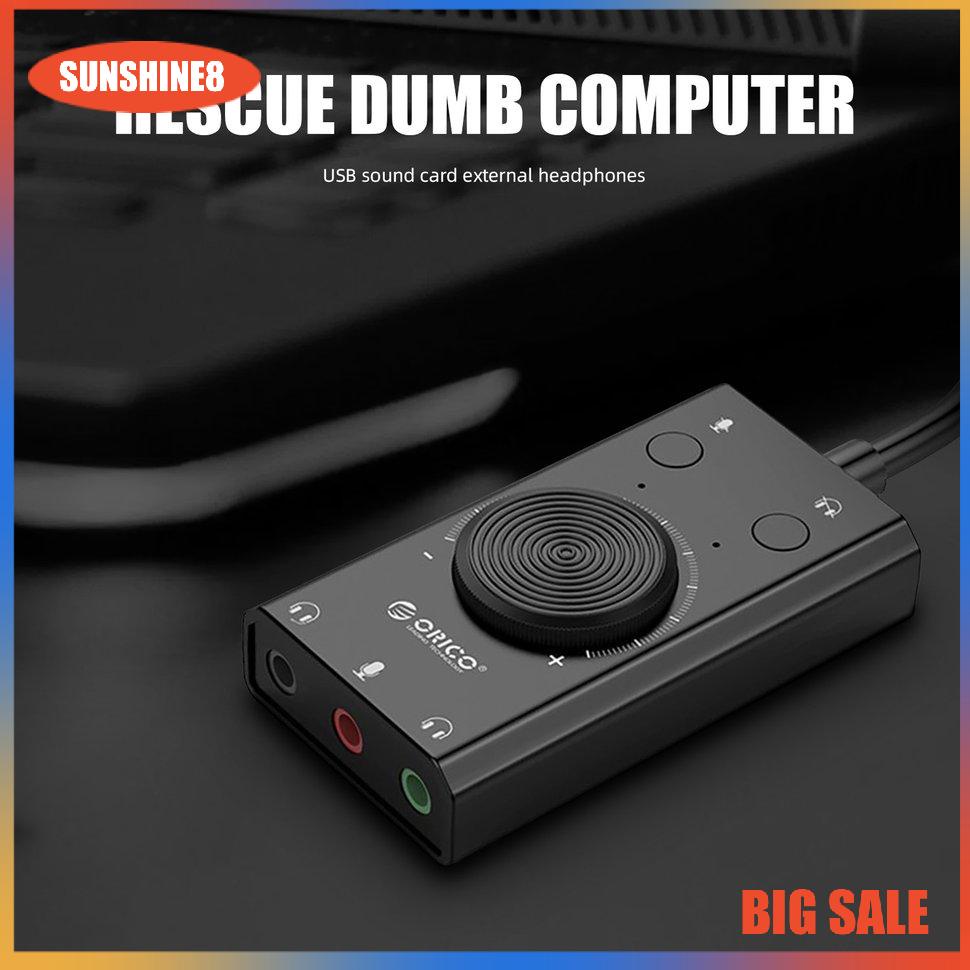 【SUN】USB External Sound Cards 3 Ports Microphone Output Volume No Driver