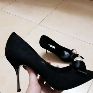 (WS2906 giảm 12% max 25k) Giày cao gót mũi nhọn đính nơ ngọc