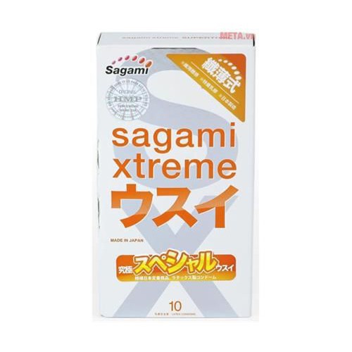 Bộ 3 hộp bao cao su (condom) siêu mỏng Sagami Extreme white - Orange - Super thin(Hibaby+ Store)