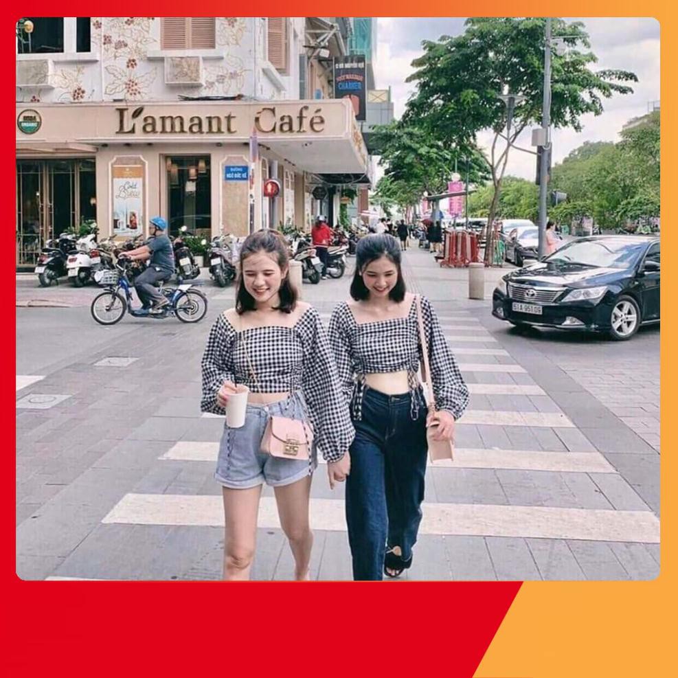 Thời Trang Tuổi Teen - ÁO BỆT VAI CARO DÂY RÚT MẶC NHIỀU KIỂU - ÁO TRỄ VAI KẺ DÀI TAY HOT - hot 2020