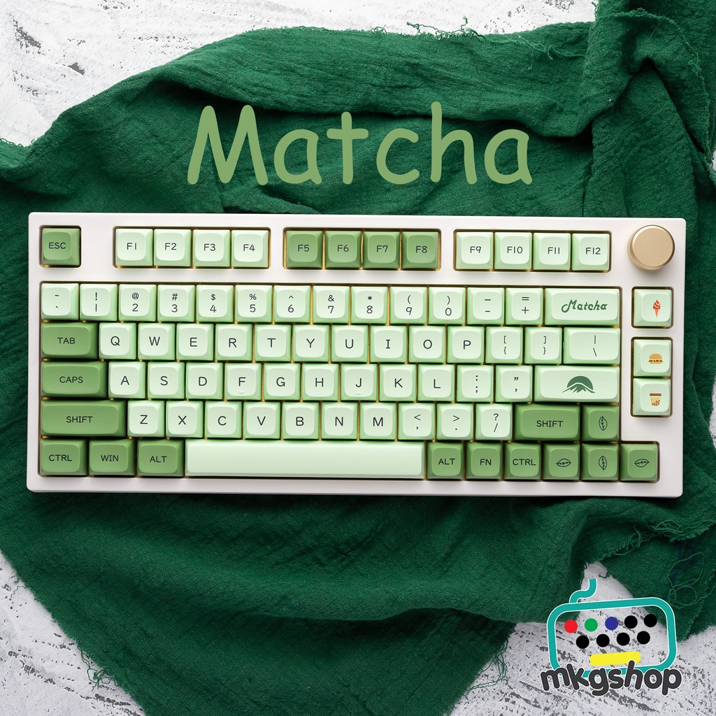 Keycap XDA Matcha giá siêu rẻ, nhựa PBT in nhiệt dyesub, 122 nút bàn phím cơ, 9mm