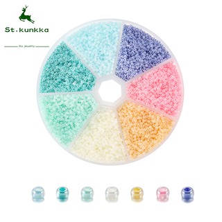 St.kunkka Hộp 6300 Hạt Thủy Tinh Nhiều Màu Sắc Dày 2mm Để Làm Trang Sức Thời Trang