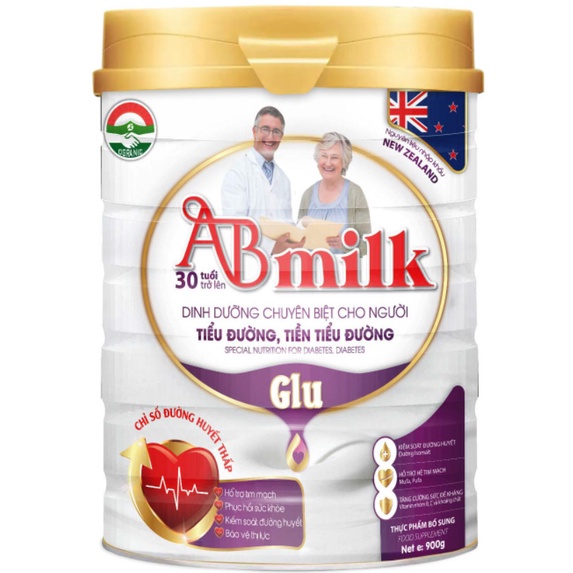 Sữa Bột ABMILK GLU ĐK Giúp Kiểm Soát Đường Huyết- Hộp 900g (Từ 30 tuổi)