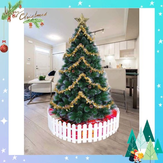 Cây thông noel 2m, cây thông noel cước lăn kim tuyến bạc gắn trái thông 2m trang trí giáng sinh trong nhà ngoài trời