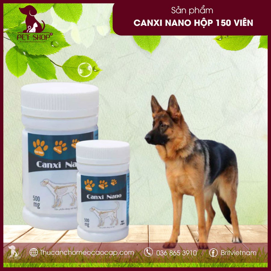 [HỘP 150 VIÊN] Canxi Nano Cho Chó Mèo Bổ Sung Canxi Điều Trị Hạ Bàn, Nhanh Dựng Tai