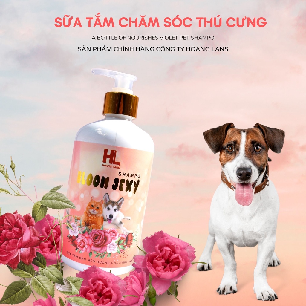 Sữa tắm cho chó mèo, chiết xuất từ hoa, lá thảo dược thiên nhiên giúp khử mùi hôi, thơm lâu, ngừa ve bọ chét bloom sexy