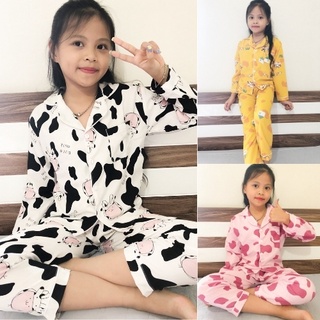 Bộ Đồ Ngủ Pijama Bò sữa dài tay - Với Chất Kate Mềm Mại Dành Cho Bé Từ thumbnail
