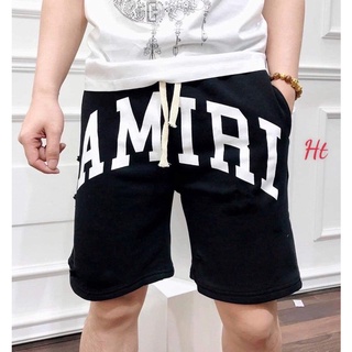  quần sooc nam in chữ amiri vải thun cotton và vải gió dù in cong 