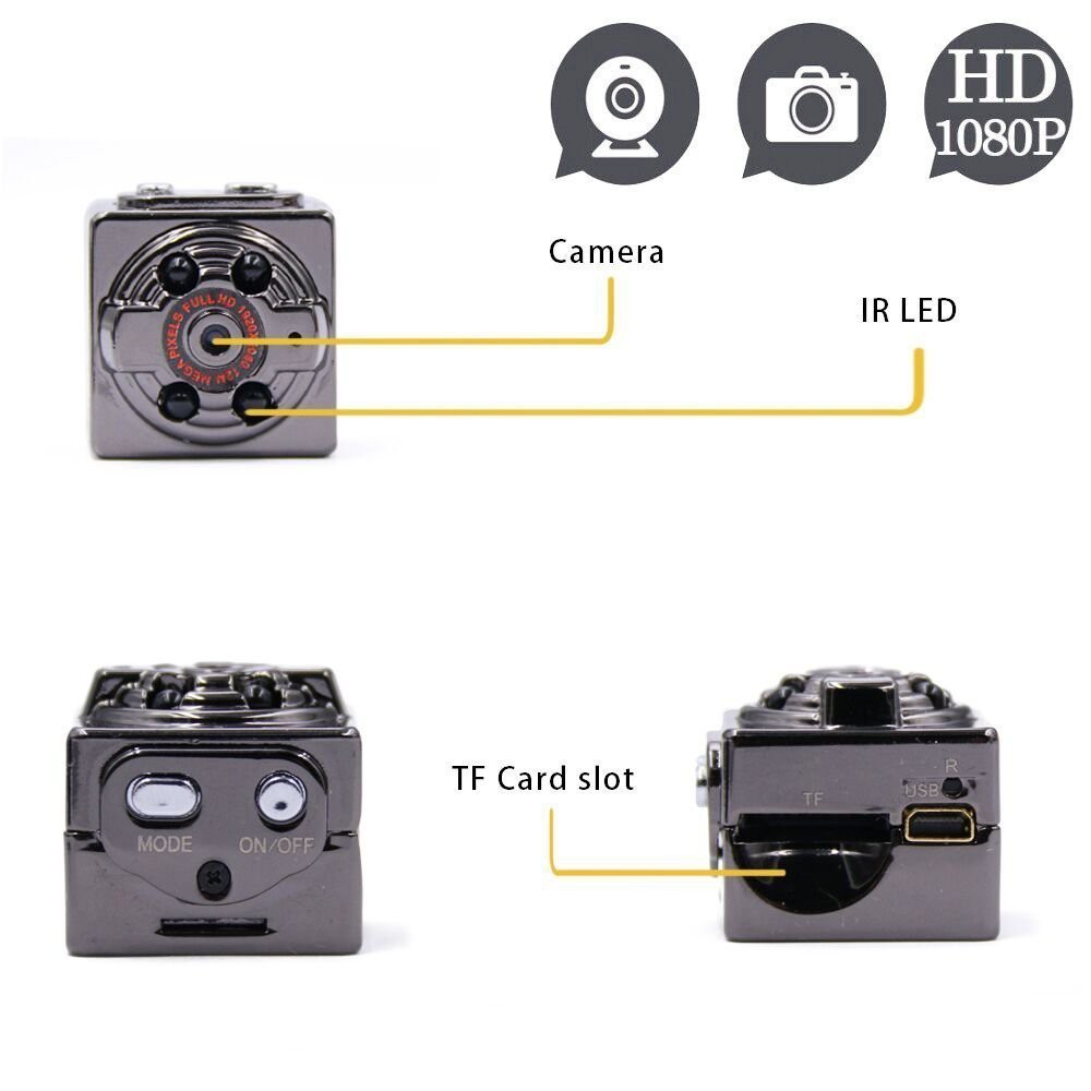 Camera Quay Hành Trình Đi Phượt Mini SQ08 DV 1080P Full HD - Hàng nhập khẩu