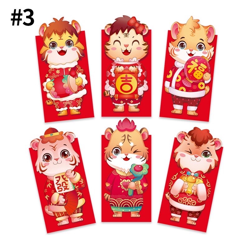 Set 6 Bao Lì Xì Hổ Hoạt Hình 2022
