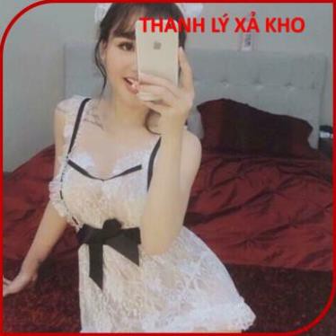 Bộ đồ ngủ cosplay cô giúp việc quyến rũ, đầm ngủ hở lưng cô hầu gái, váy 2 dây xuyên thấu sexy cosplay | BigBuy360 - bigbuy360.vn