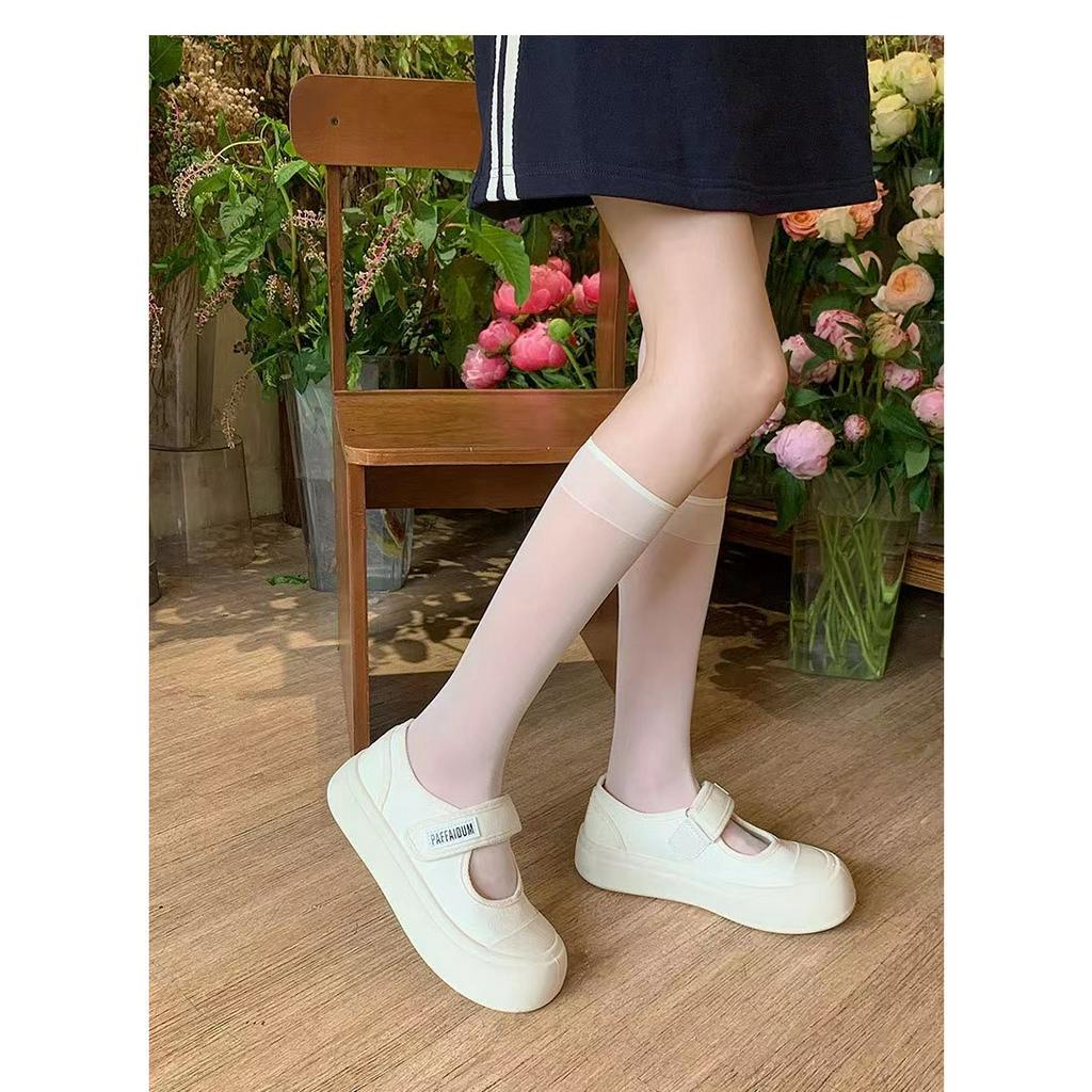 Giày Vải Canvas Đế Độn 3.5cm Màu Trắng / Đen / Hồng Thời Trang Mùa Hè 2023