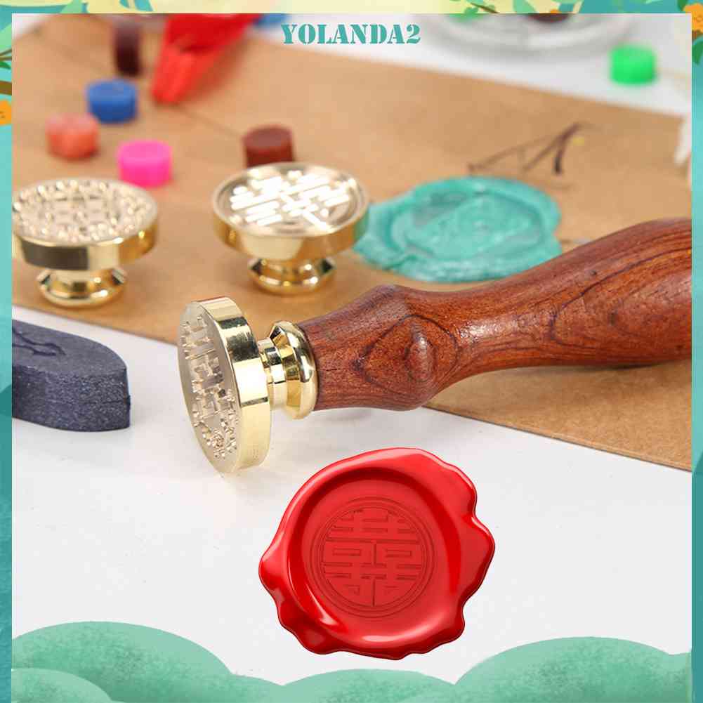 Con Dấu Sáp Niêm Phong Thiệp Cưới Họa Tiết Chữ Hi Cổ Điển