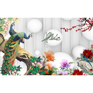 Tranh dán tường 3d đôi phượng hoàng PT52 (Có làm theo yêu cầu)