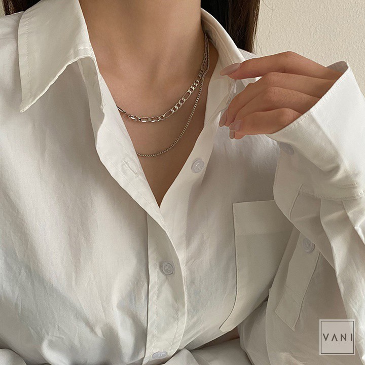 Choker, Dây Chuyền, Vòng Cổ Xích Dẹo Hai Vòng Basic - Vani Store