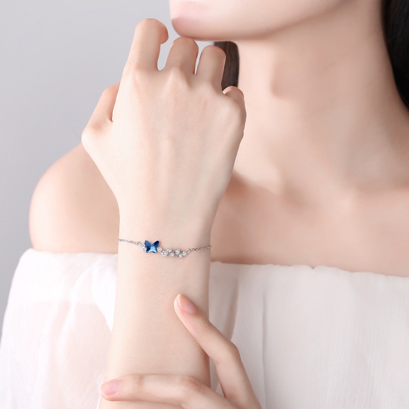 Vòng Tay Nữ Bạc S925 Hồ Điệp Đá Swarovski Sáng Trọng L2563 - Bảo Ngọc Jewelry