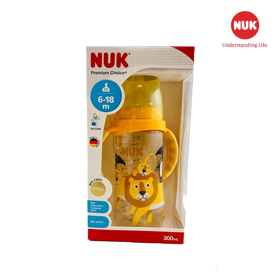 Bình sữa NUK Premium choice PPSU 300ml S2-M có tay cầm