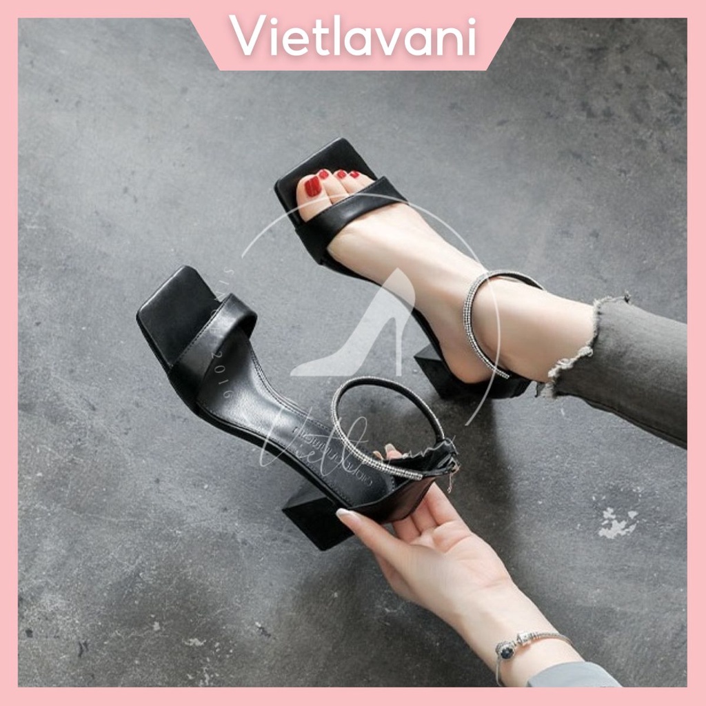 Giày sandal nữ Vietlavani XKS53 mũi vuông gót vuông cao 5cm hàng đẹp chuẩn form