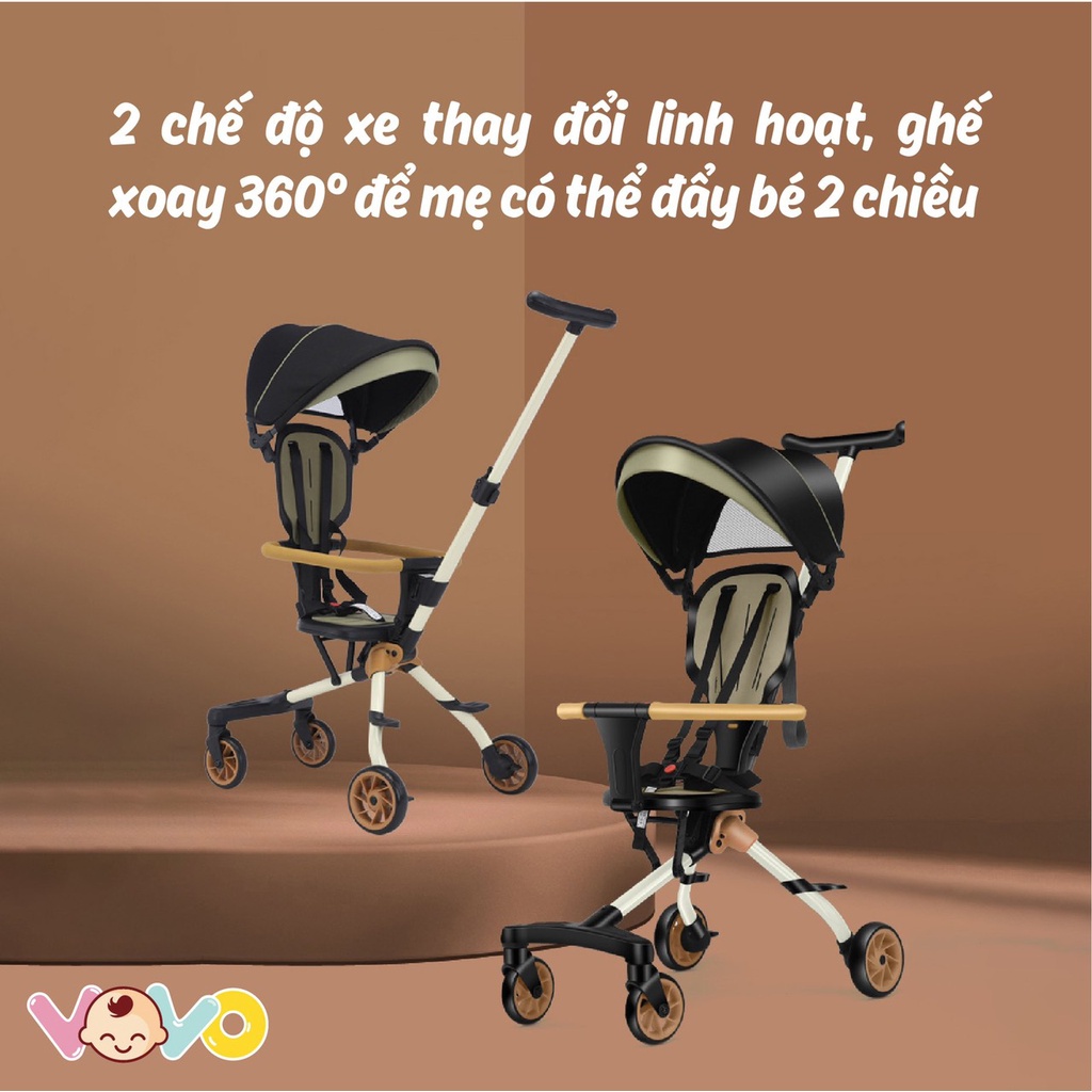 Xe Đẩy Gấp Gọn 2 Chiều Vo Vo VO-0206 Siêu Nhẹ