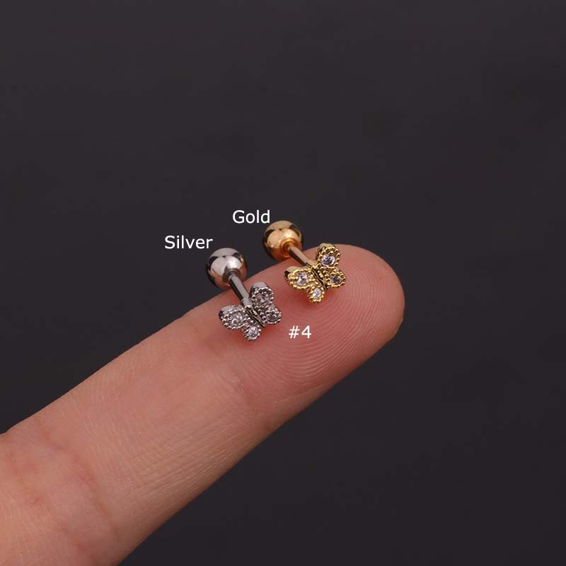Bông Tai Đinh Tán Bằng Thép Không Gỉ 16g 6mm