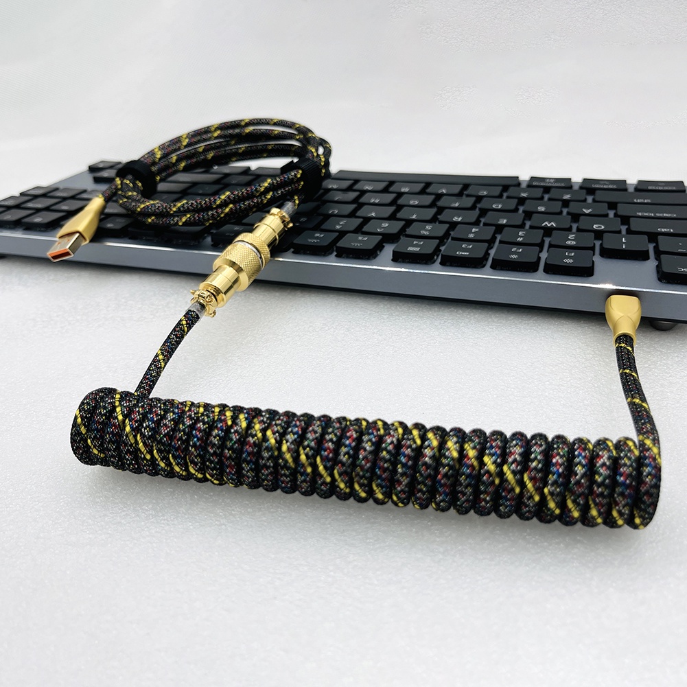 Dây Cáp Lò Xo Bàn Phím Cơ USB Loại C H3C (2x Đen)