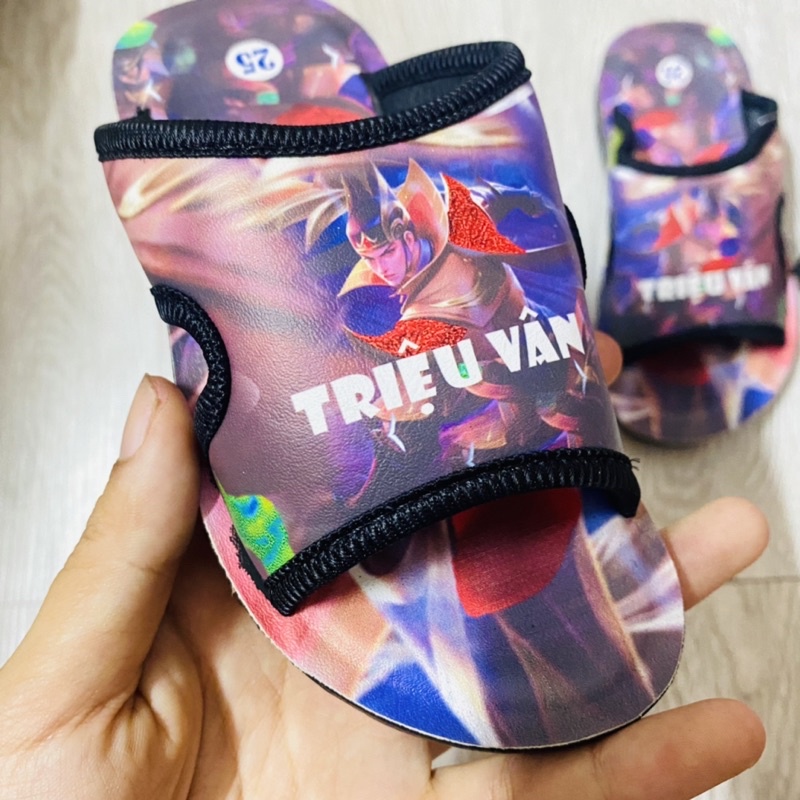 Dép lê bé trai chất liệu da bò,in kĩ thuật số 3D siêu nhẹ,siêu bền