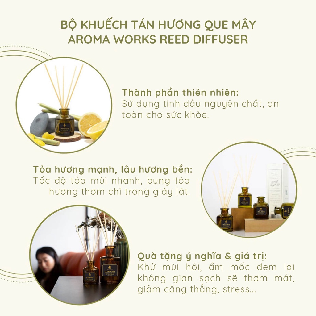 Tnh Dầu Thơm Phòng Tán Hương Que Mây Aroma Works Reed Diffuser