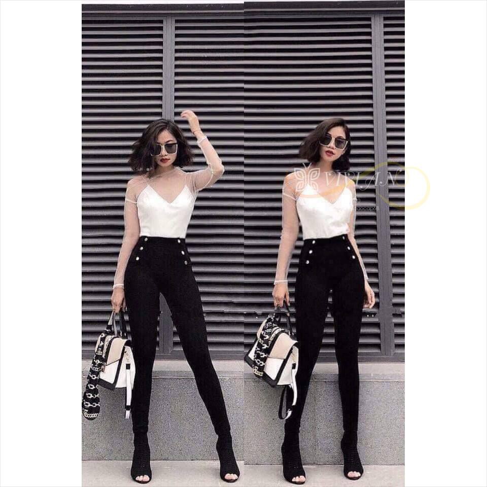 Quần Tregging Cạp Cao ❤️ SALE SỐC ❤️ Quần 6 Cúc Sang Chảnh, Chất Umi Hàn Dày Dặn, Mặc Siêu Tôn Dáng, Hàng VNXK