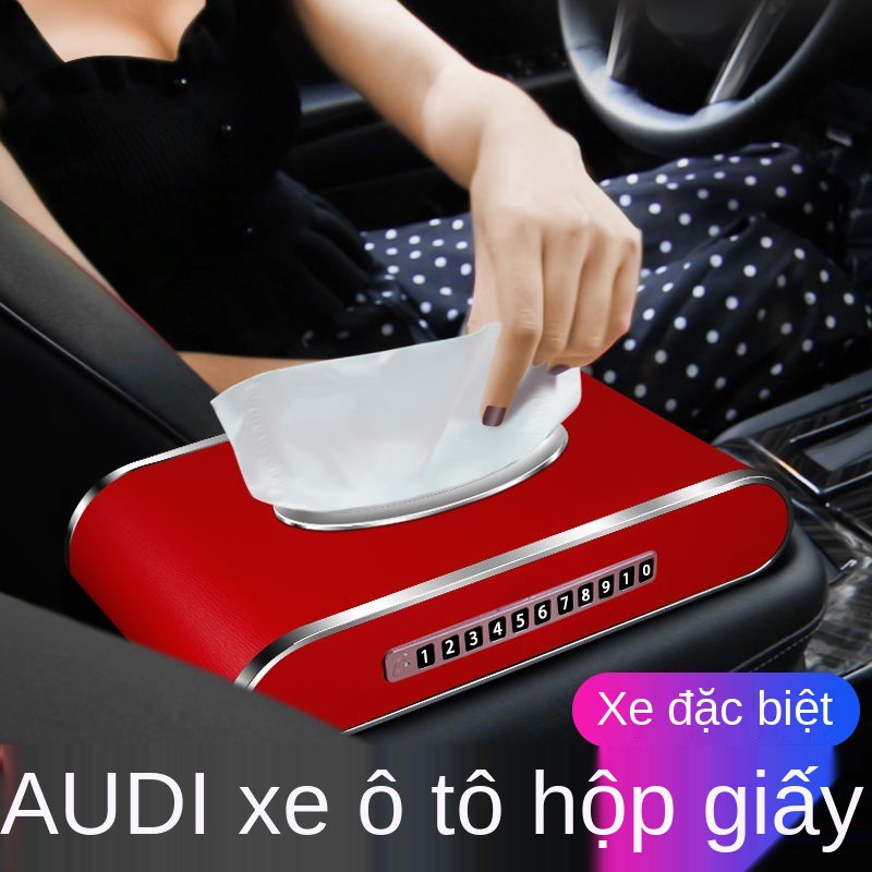 Hộp ngăn kéo Audi sửa đổi để trang trí nội thất A4L bãi đậu xe tạm thời biển số xe Q5Q3Q7A6L Hộp khăn giấy sáng tạo