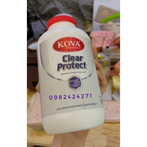 Phủ bóng,chống thấm, chống bám bụi cao cấp KOVA NANO Clear Protect cho tất cả loại sơn Lon 1kg