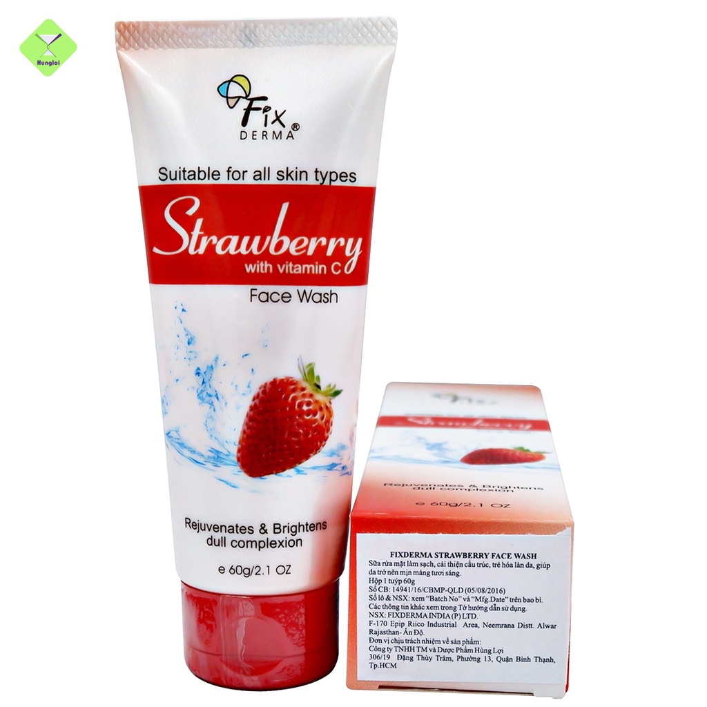 Sữa Rửa Mặt Trắng Sáng Trẻ Hóa Da Fixderma Strawberry Face Wash 60g