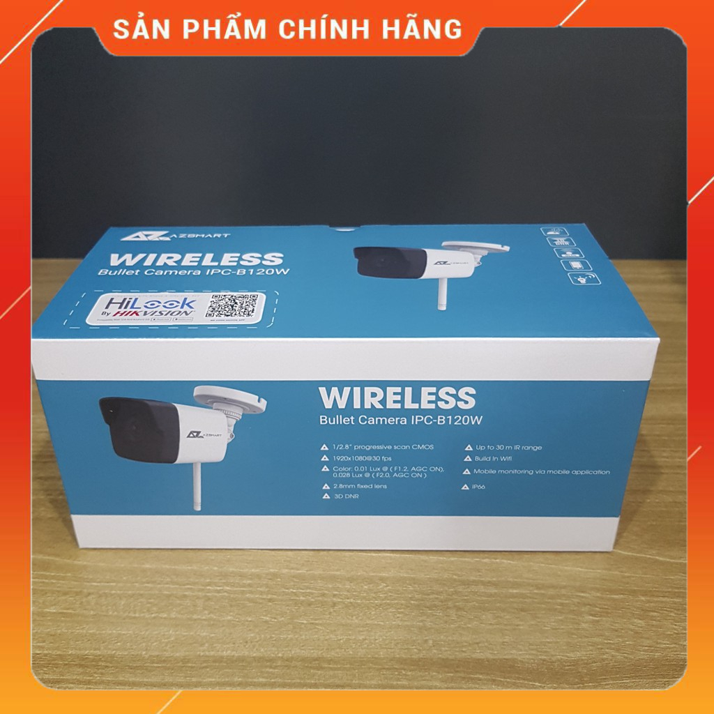 Camera Wifi IP thân trụ hồng ngoại ngoài trời 2MP HiLook IPC-B120W - Tích hợp míc - Hàng chính hãng