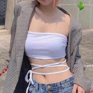 Áo croptop ống kiểu dây eo tự sáng tạo sexy thời trang phá cách