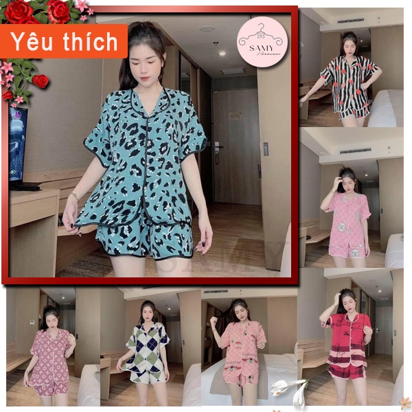 Đồ bộ nữ cổ sóng cộc tay quần đùi chất liệu Mango mặc nhà sang trọng freesize