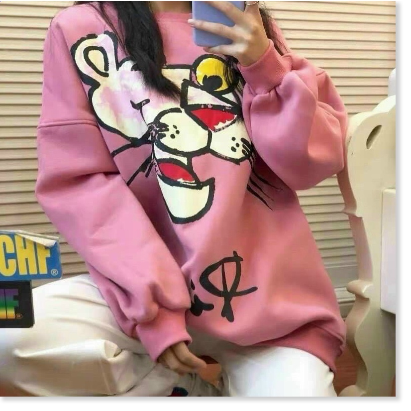 Áo sweater nỉ ngoại CHÚ BÁO HỒNG SIÊU ĐẸP HOT HOT NHẤT 2021 KME FASHION