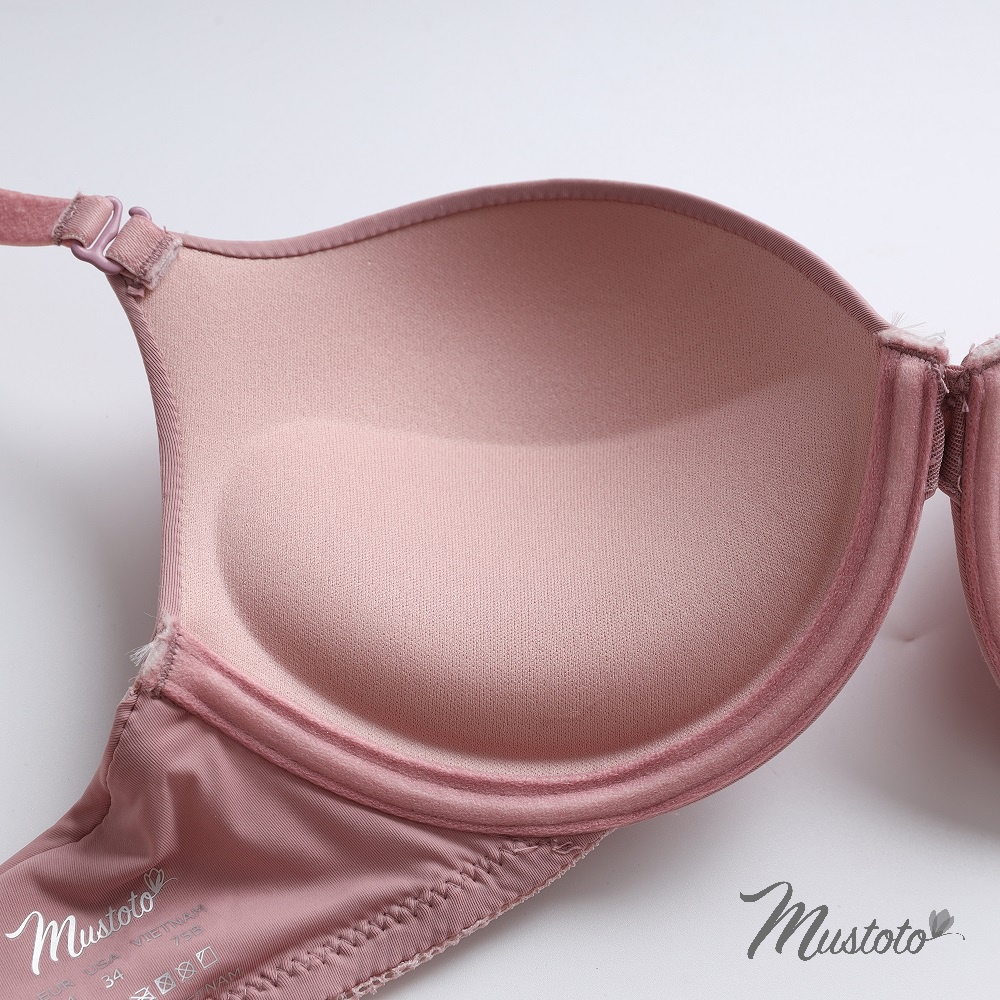 Áo Lót Nữ Mút Vừa Dày 2cm Có Gọng Nâng Ngực Trơn Phối Ren Flex Magnolia Xanh Mallard (Mustoto MA0602)